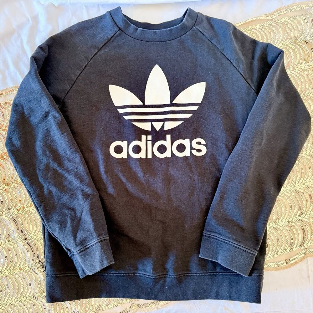 ADIDAS Women’s Sweatshirt Size L Black Pullover Crewneck Athletic Gym Workout